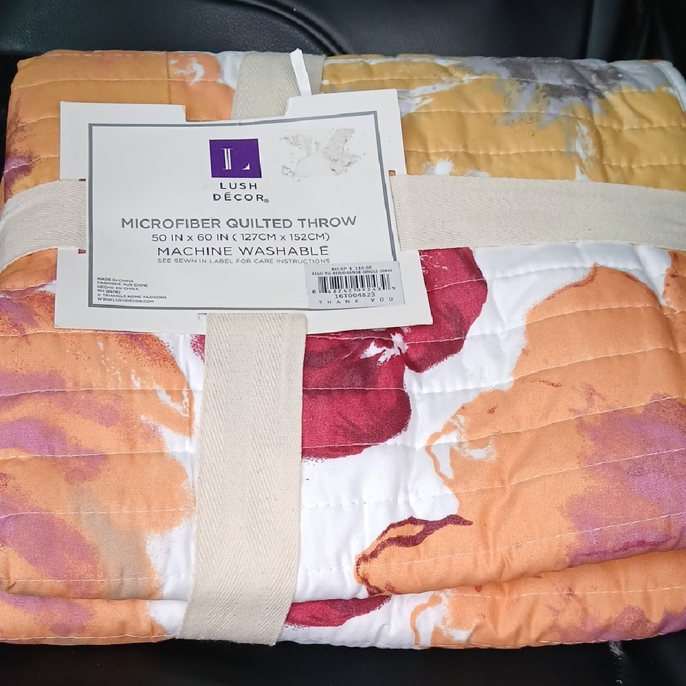 Orange and White Quilted Throw